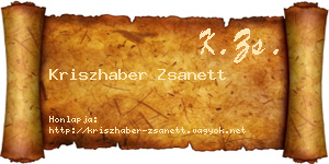 Kriszhaber Zsanett névjegykártya